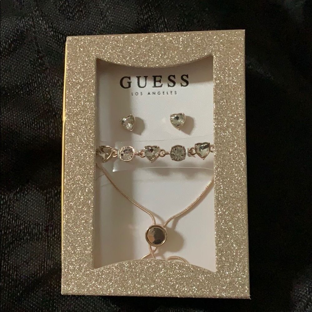 Guess Rose Gold and Clear Crystal Jewelry Set